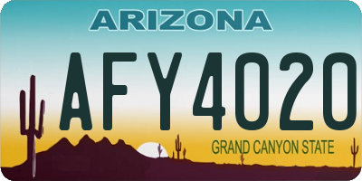 AZ license plate AFY4020