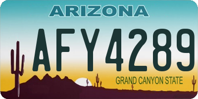 AZ license plate AFY4289