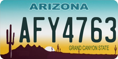 AZ license plate AFY4763