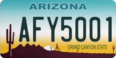 AZ license plate AFY5001