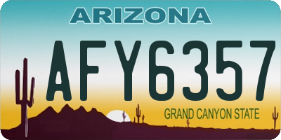 AZ license plate AFY6357