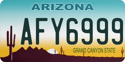 AZ license plate AFY6999