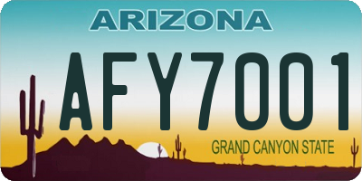 AZ license plate AFY7001