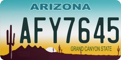 AZ license plate AFY7645