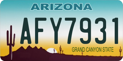 AZ license plate AFY7931