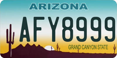 AZ license plate AFY8999
