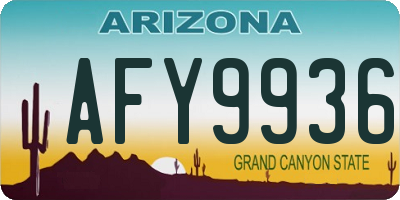 AZ license plate AFY9936