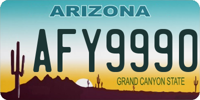 AZ license plate AFY9990