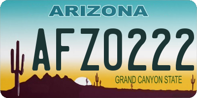 AZ license plate AFZ0222
