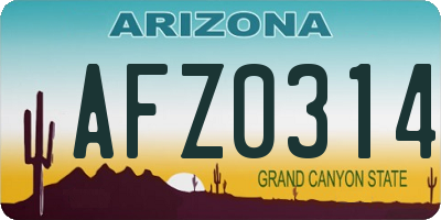 AZ license plate AFZ0314