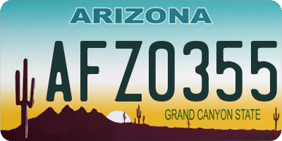 AZ license plate AFZ0355