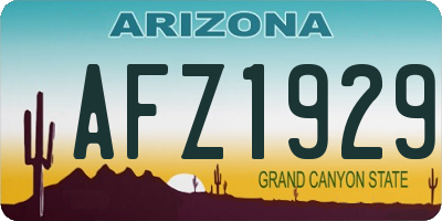 AZ license plate AFZ1929