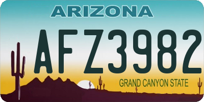AZ license plate AFZ3982