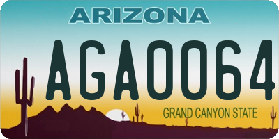 AZ license plate AGA0064