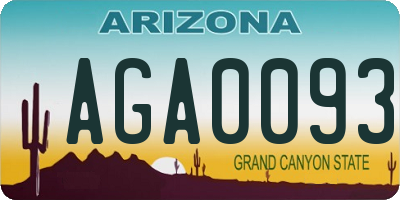AZ license plate AGA0093