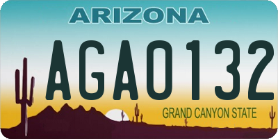 AZ license plate AGA0132