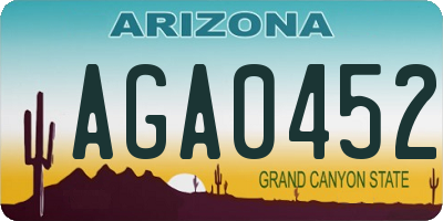 AZ license plate AGA0452