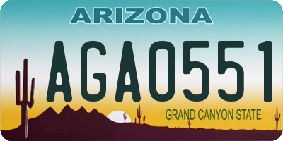 AZ license plate AGA0551