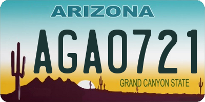 AZ license plate AGA0721