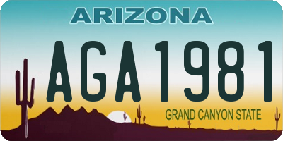 AZ license plate AGA1981