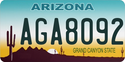 AZ license plate AGA8092