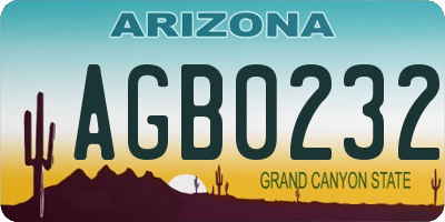 AZ license plate AGB0232