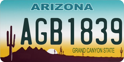 AZ license plate AGB1839