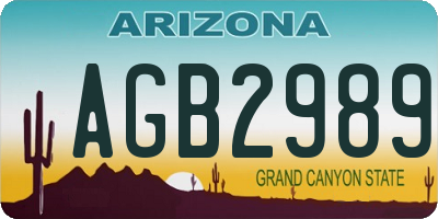 AZ license plate AGB2989