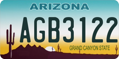AZ license plate AGB3122