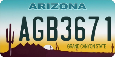 AZ license plate AGB3671