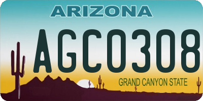 AZ license plate AGC0308