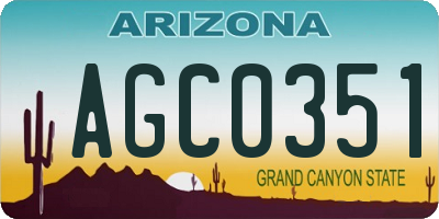 AZ license plate AGC0351