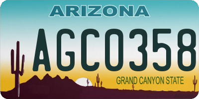AZ license plate AGC0358