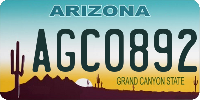 AZ license plate AGC0892