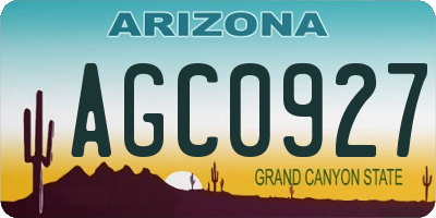 AZ license plate AGC0927