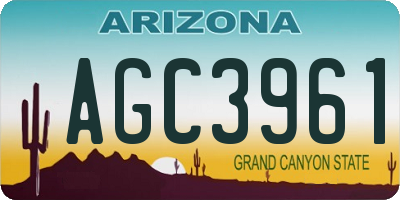 AZ license plate AGC3961