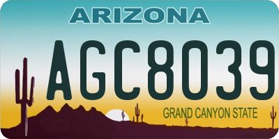 AZ license plate AGC8039