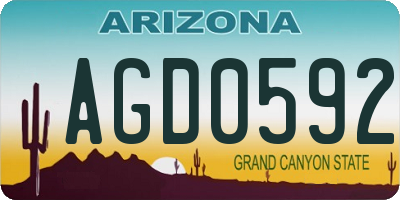 AZ license plate AGD0592