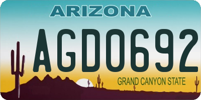 AZ license plate AGD0692