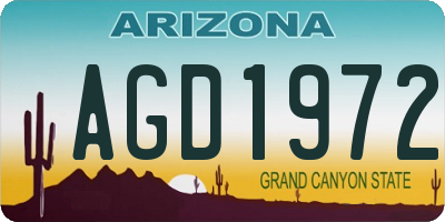 AZ license plate AGD1972
