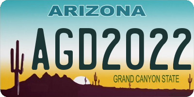 AZ license plate AGD2022