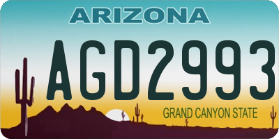 AZ license plate AGD2993