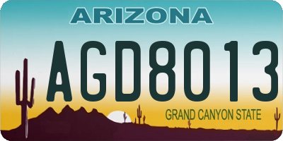 AZ license plate AGD8013