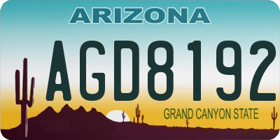 AZ license plate AGD8192
