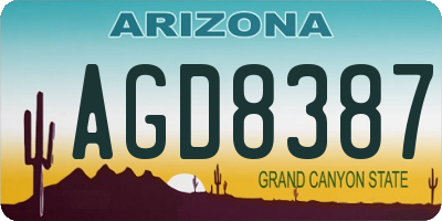 AZ license plate AGD8387