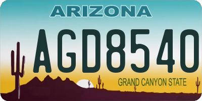 AZ license plate AGD8540
