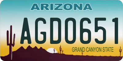 AZ license plate AGDO651