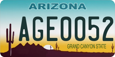 AZ license plate AGE0052