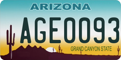 AZ license plate AGE0093