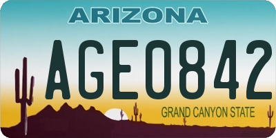 AZ license plate AGE0842